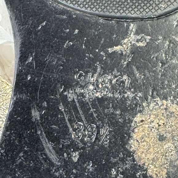 Gucci Crinkled Metallic Gg Marmont Leather Thongs 39.5 - Picture 11 of 13